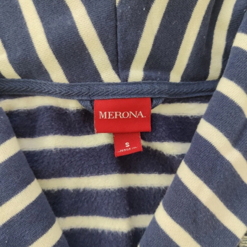 🔥4/$20 Merona Blue & White Striped Collared Pullover Loungewear Sweatshirt - Picture 3 of 5